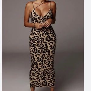 JLUXLABEL Leopard print midi dress